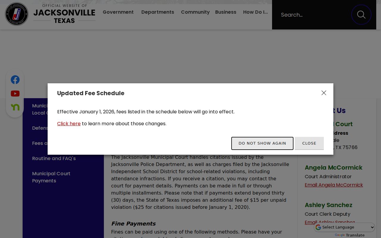 Jacksonville court records and municipal citation instructions